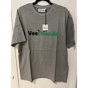 Vee Friends Gray Logo Tee‎ Size Medium Relaxed Fit T-Shirt New NWT